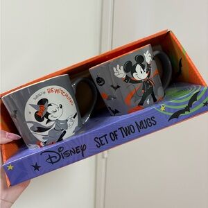 Disney Halloween Mickey Minnie Mouse Set of Two Mugs  Witch and Vampire NEW